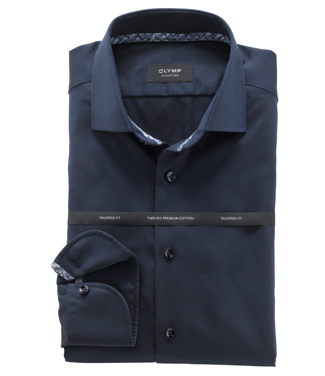 Olymp 8520 74 18 strijkvrij overhemd donkerblauw wide spread