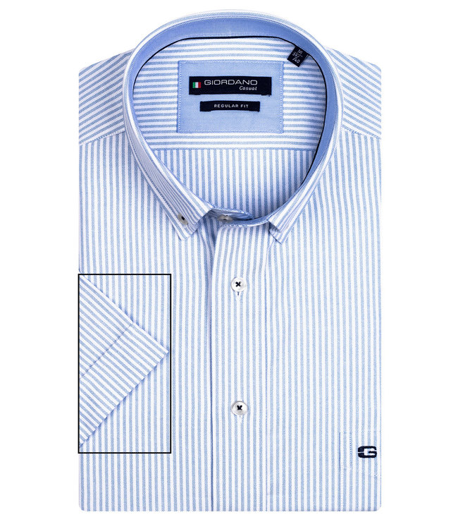 Giordano Regular Fit lichtblauw-wit oxford streepje