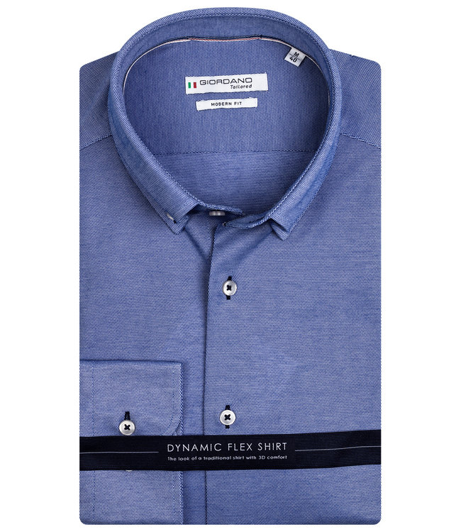 Giordano Tailored heren overhemd blauw jersey dynamic flex button down