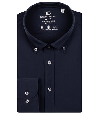 Giordano Tailored heren overhemd donkerblauw jersey dynamic flex button down