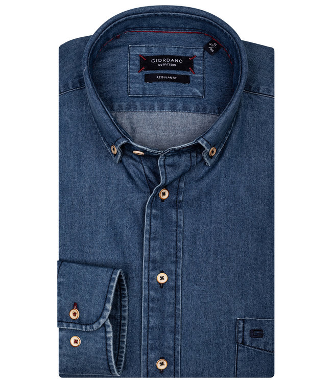 Giordano Regular Fit blauw jeans overhemd