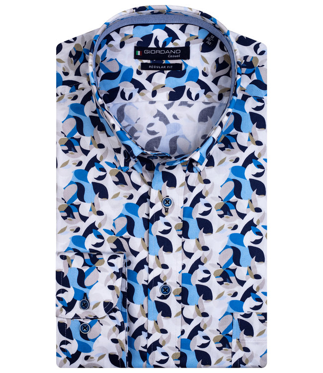 Giordano Regular Fit donkerblauw-kobaltblauw-grijs-wit camouflage print