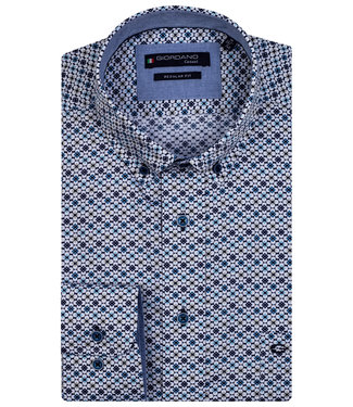 wit met donkerblauw-lichtblauw-kobaltblauw-beige print