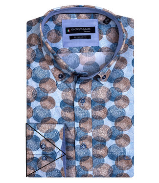 Giordano Regular Fit wit met blauw-lichtblauw-bruin circle print