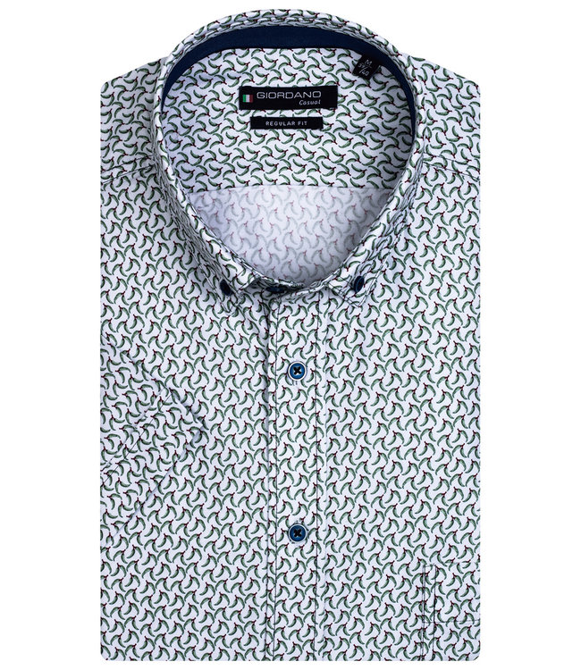 116018-70 korte mouw overhemd wit met groene pepers print