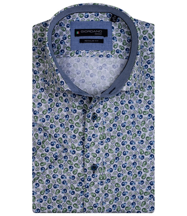 Giordano Regular Fit wit met blauw groen avocado print