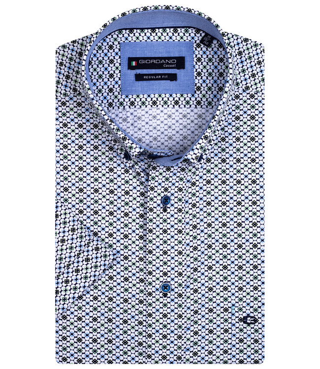 Giordano Regular Fit wit met groen-lichtblauw-donkerblauw print