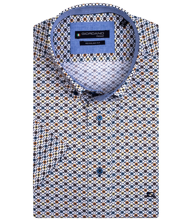 Giordano Regular Fit wit met brique okergeel print