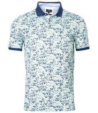 Baileys polo mintgroen donkerblauw bloemen print donkerblauwe boord