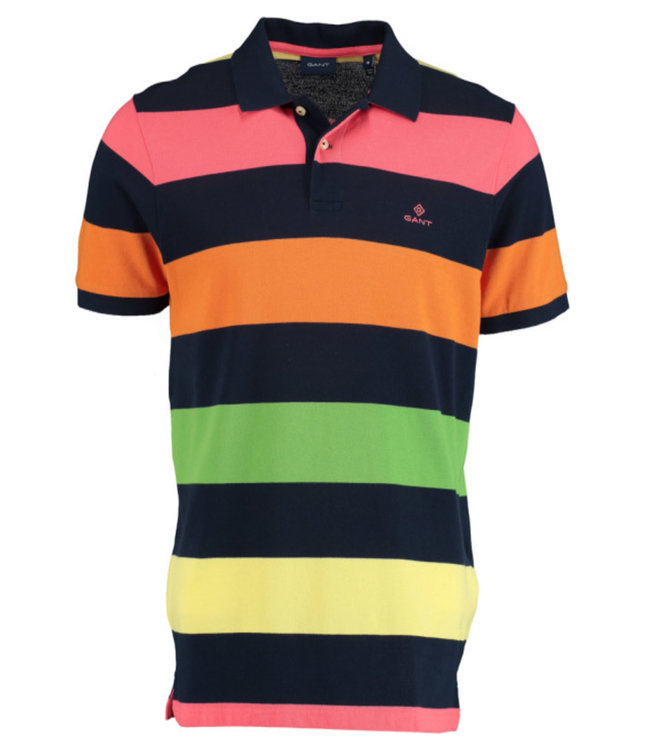 Gant heren polo gestreept donkerblauw kobaltblauw gestreept multicolour