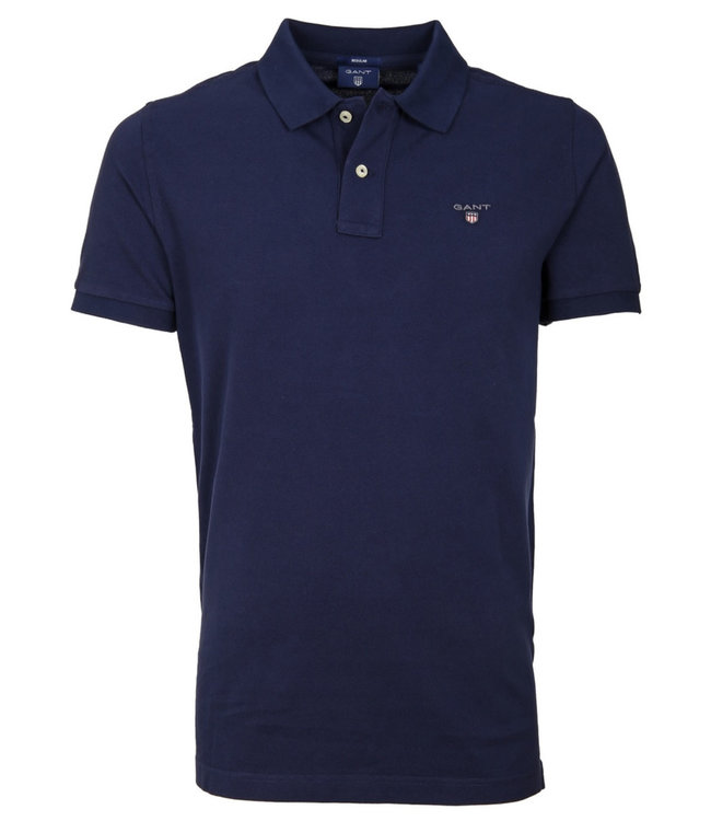 Gant donkerblauw heren polo korte mouw regular fit