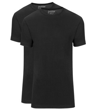 Slater zwart t-shirts 2-pack ronde hals basic fit