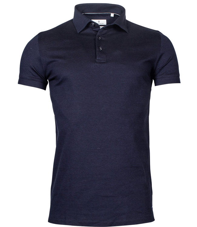 Thomas Maine polo donkerblauw 1knoops wide spread