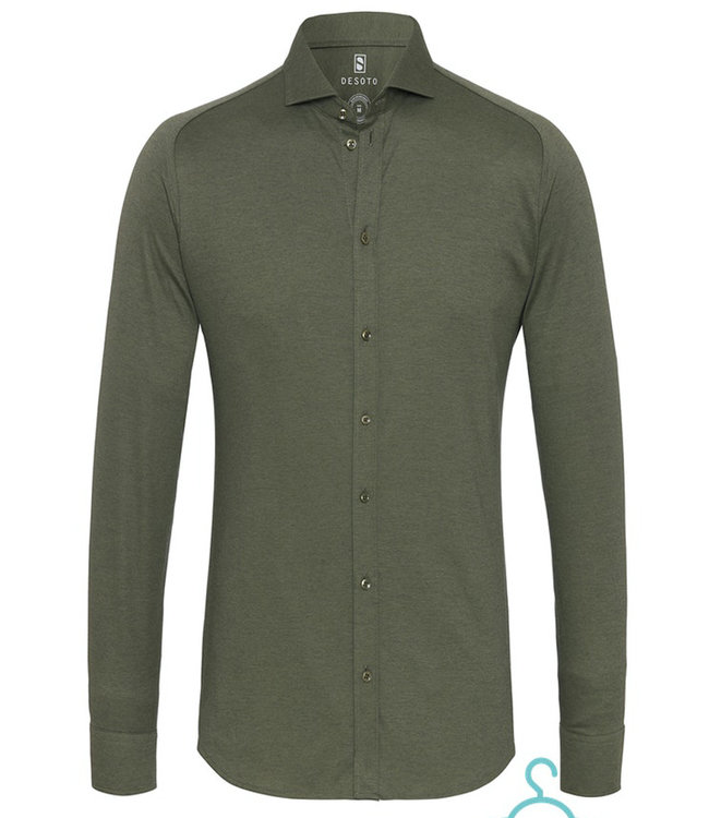 Desoto 97007 3 604 overhemd donkergroen uni jersey cut away