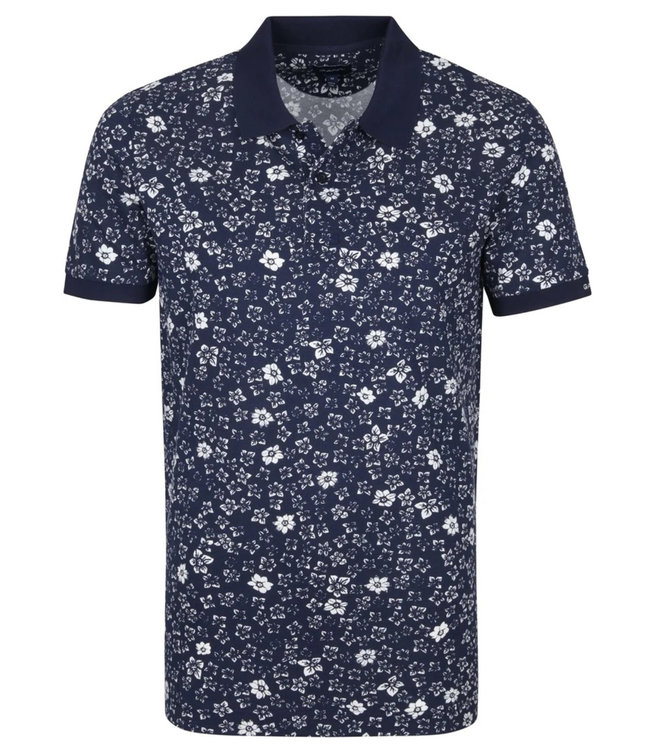 Gant heren polo donkerblauw wit bloemen print