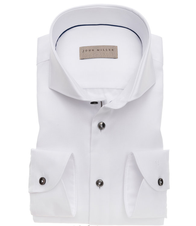 John Miller 5138224 910-285-000 wit structuur met donkerblauwe knopen