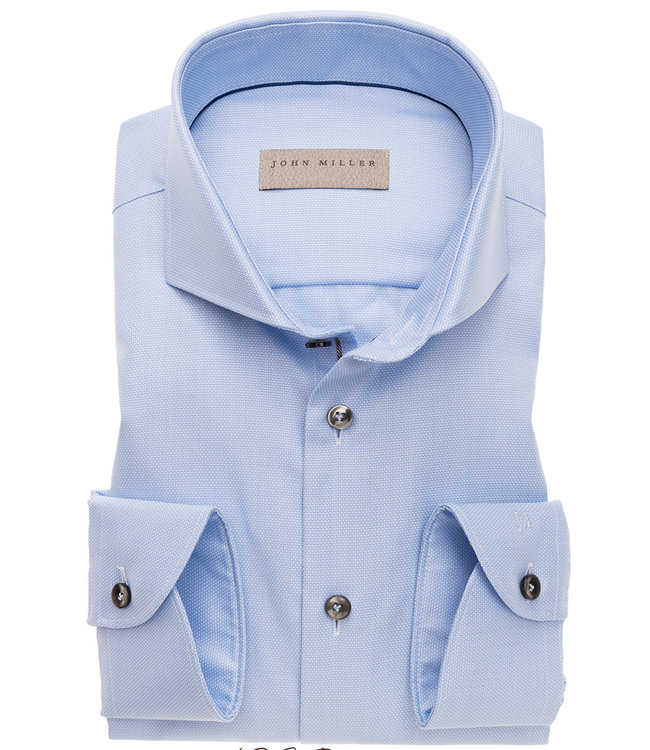 John Miller 5138224 130-285-000 lichtblauw structuur met donkerblauwe knopen