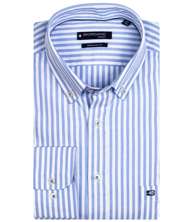 overhemd lichtblauw-wit streepje lange mouw