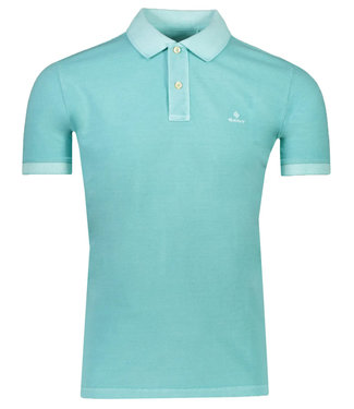 Gant groen blauw gewassen heren polo korte mouw