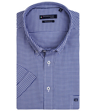 Giordano Regular Fit overhemd korte mouw donkerblauw-wit ruitje