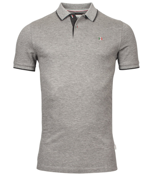 Giordano Tailored polo grijs met antraciet grijze details