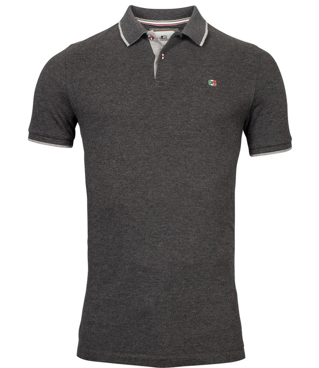 Giordano Tailored polo antraciet grijs met grijze details