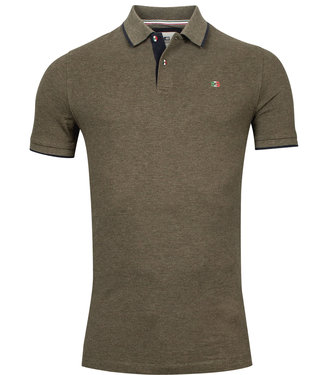 Giordano Tailored polo olijfgroen met donkerblauwe details