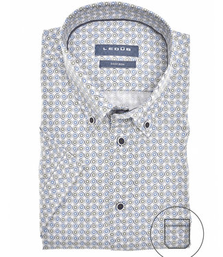 korte mouw overhemd wit blauw groen grafische print