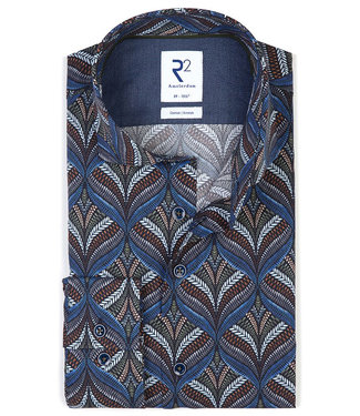 overhemd donkerblauw groen grijs blauw bruin grafische print