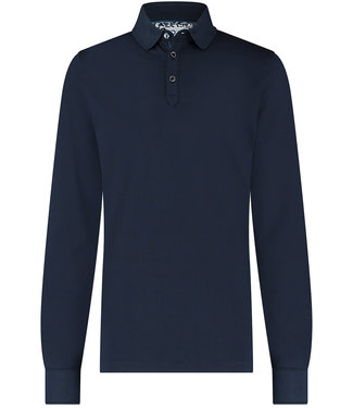 donkerblauw polo lange mouw