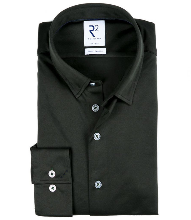 114.HBD.030/070 overhemd donkergroen 1knoops button under