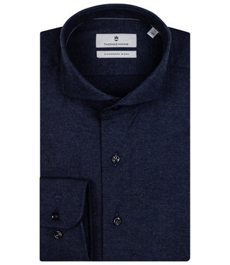 Thomas Maine overhemd donkerblauw katoen cashmere