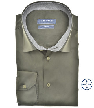 overhemd modern fit donkergroen katoen stretch