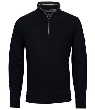 Baileys heren sweater donkerblauw met ritsje