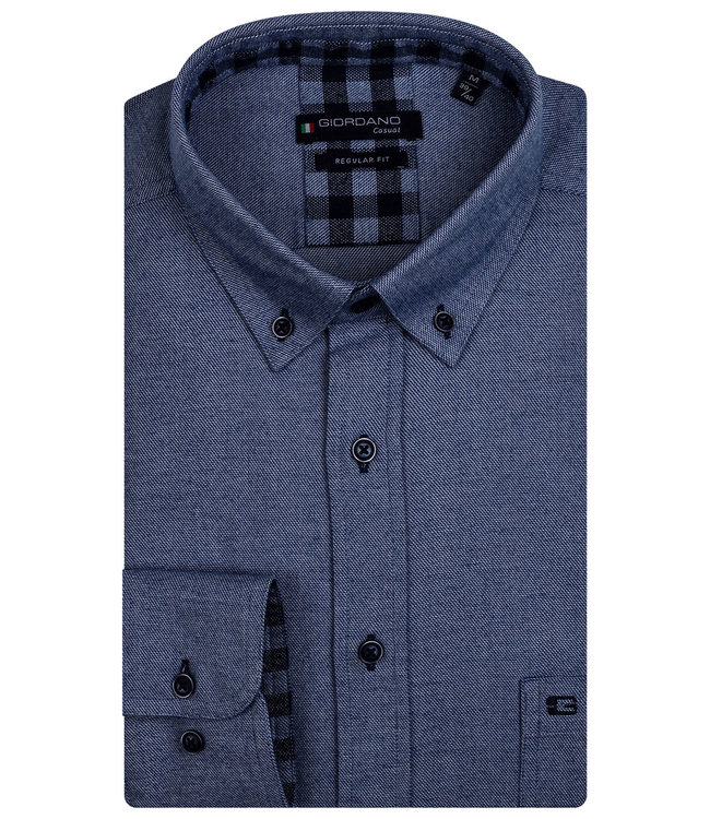 blauw twill donkerblauwe knopen