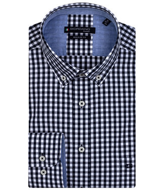 donkerblauw wit ruitje button down