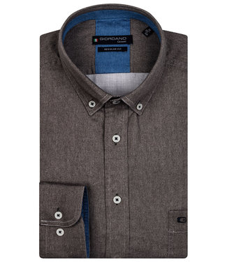 Giordano Regular Fit donker olijfgroen melange oxford