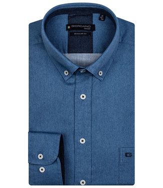 Giordano Regular Fit blauw melange oxford button down