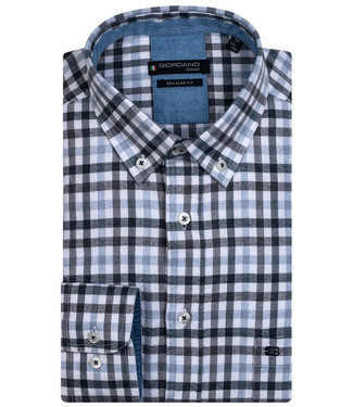 Giordano Regular Fit donkergroen donkerblauw lichtblauw flanel ruitje