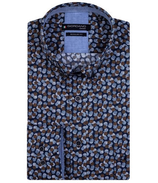 Giordano Regular Fit donkerblauw donkerbruin lichtblauw grafische print