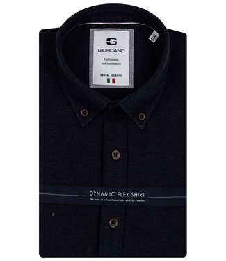 heren overhemd donkerblauw pique melange