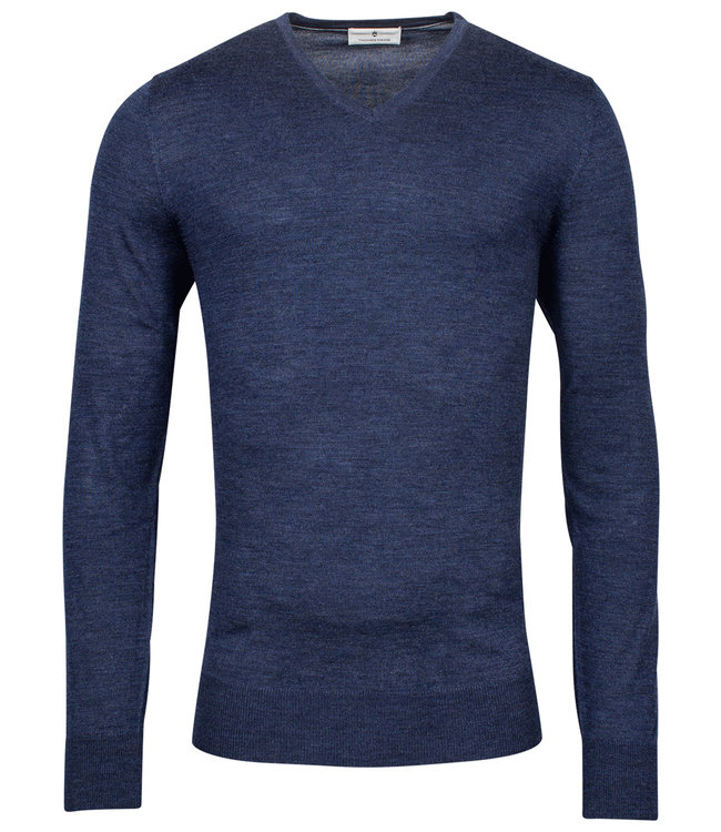 Thomas Maine heren donker jeans blauw v-hals trui