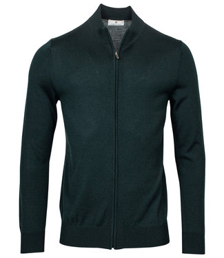 Thomas Maine heren merino wol donker flessen groen vest met rits