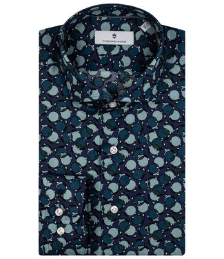 Thomas Maine donkerblauw groen japanse print