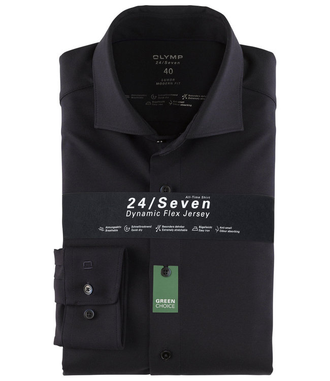 Olymp 1210 84 18 olymp overhemd donkerblauw dynamic flex jersey 24 7 seven