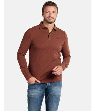 Giordano Tailored lange mouw polo cognac bruin