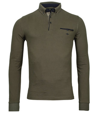 lange mouw polo olijfgroen groen