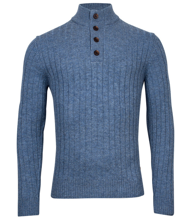 Baileys 128450-536 Baileys heren zipper met bruine knopen blauw lamswol