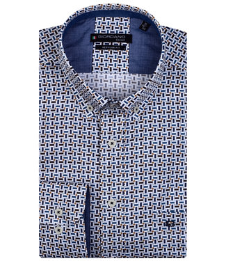 Giordano Regular Fit overhemd wit donkerblauw bruin grafische print