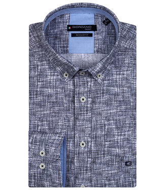 Giordano Regular Fit overhemd donkerblauw structuur print